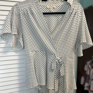 Montce Polka Dot Wrap Top - Black and White
